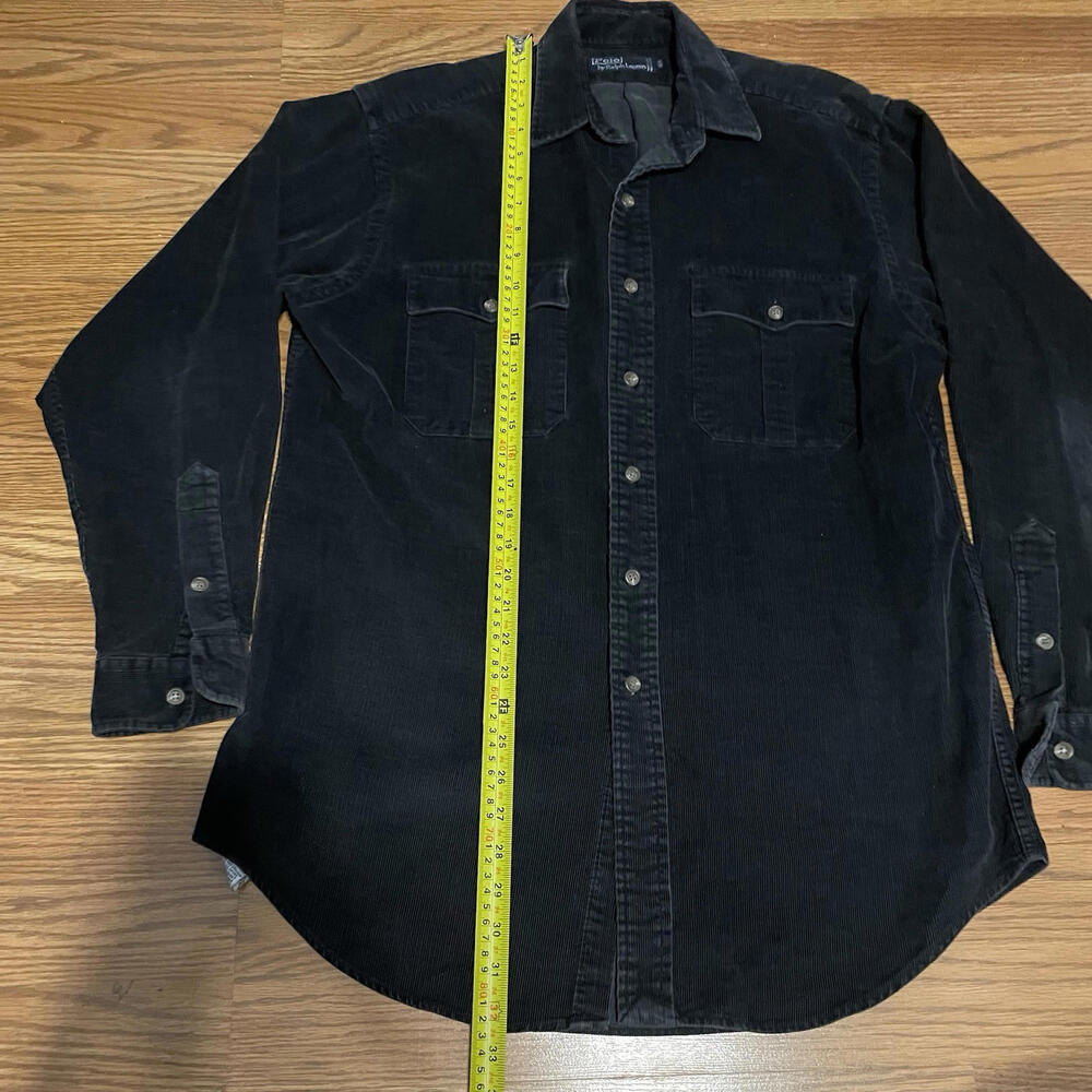 Polo Ralph Lauren Black Corduroy Shirt Double Pocket Vintage Mens Size M Rare - Picture 3 of 8